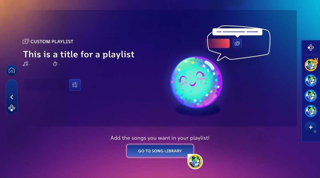 L'état vide d'une playlist, qui guide vers la bibliothèque de chansons