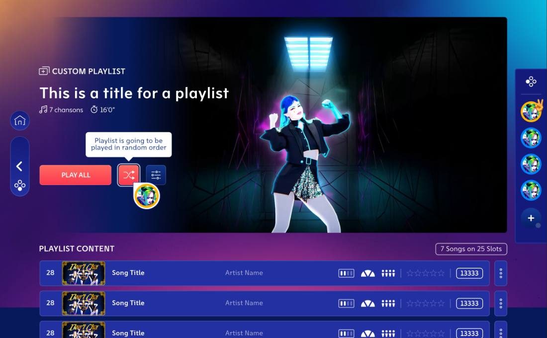 Version B : un mode bascule, qui mélange la liste à l'écran