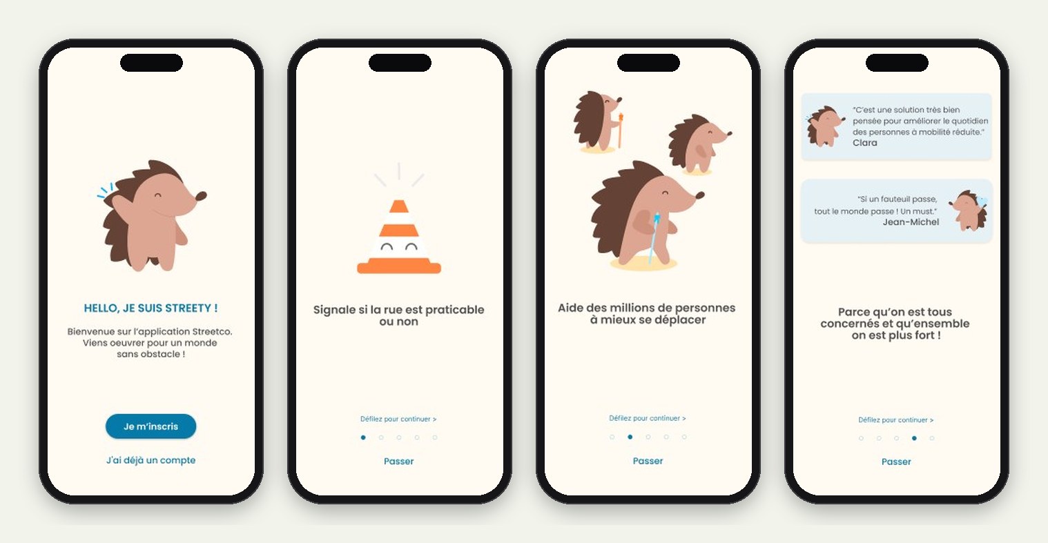 La proposition de valeur : la mascotte présente l'enjeu, l'impact collectif, puis la parole des personnes concernées, avec « Passer » toujours accessible