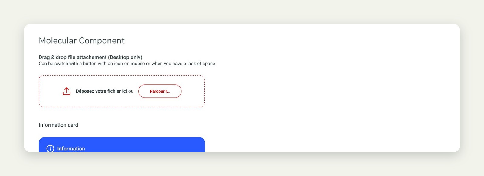 Modules : dépôt de fichiers et carte d'information